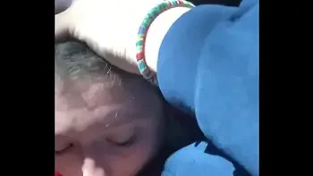 Dirty hooker sucks cock in car BJ