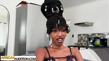 Loud African teen goddess enjoys rough sex and liked massive white dick