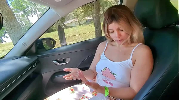 Milf seduces her new neighbor Sex in a public car