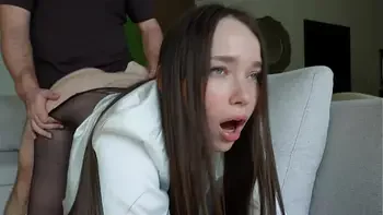 Pantyhose Babe Gets Her Tights Ripped, Fucked Hard & Facial Cumshot