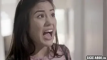 Asian stepdaughter teen having a little wet accident