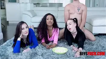 3 girls do it with 1 guy