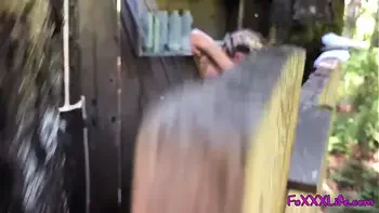 Hot outdoor shower in the woods - TheFoxxxLife -