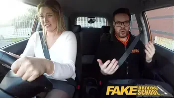 Fake Driving School Czech babe Nikky Dream orgasms during hard fucking
