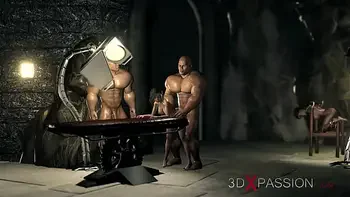 Big monsters fuck girl in the dark dungeon