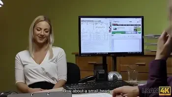 LOAN4K. Agent drills mouth, pussy, and asshole of blonde in office