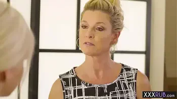 Blonde teen hot massage by a professional mature blonde