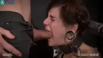 Restrained whore in princess outfit throatfucked and fucked hard