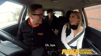 Fake Driving Horny blonde American learners squirting orgasms