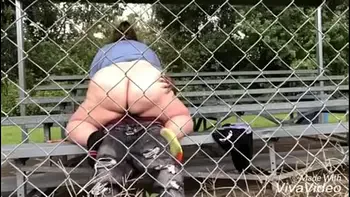 Bbw rides bbc on bleachers