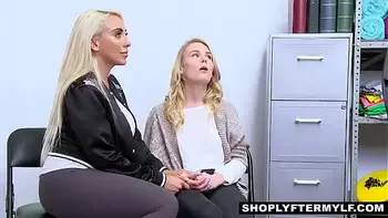Two blonde hottie shoplifter chick punish fucked