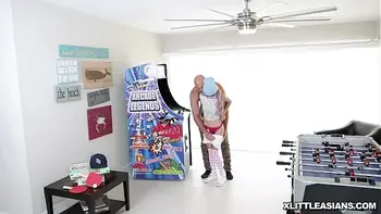 Tiny Asian teen getting fucked so hard in standing position by JMacs massive cock!