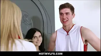 Blonde MILF StepMom & Teen StepDaughter Seduce Basketball Player Boyfriend