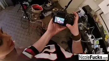 Hot Nicole shoots with a hot stud while playing on social media