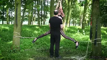 Humiliation for tied up teen hungry for cock