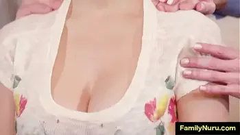 Massage threesome with stepmom