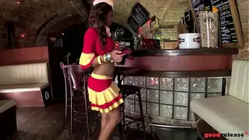 Ebony teen Katia Dé Lys gets her DP Salsa going with three fat cocks inside