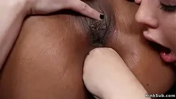 Interracial lesbian couple fucks babe