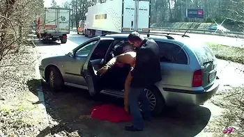 Real Teen Street Outdoor Fuck on Parking Spot by Client