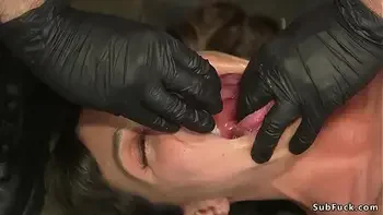 Hot tied babe gets anal and cumshot