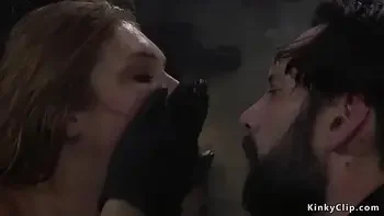 Busty slave butt plugged and fucked