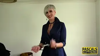 Inked busty milf submissive gets throated