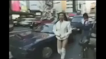 Crazy asian girl walks naked in public!