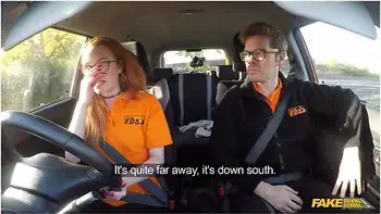 British Ginger Babe Ella Hughes Gets Her Perfect Pussy Fucked During Driving L