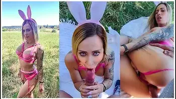 Little Bunny Sucks And Gets Her Ass In The Meadow For Easter
