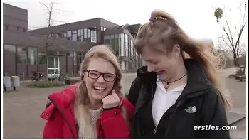 German Girls Enjoy Themselves In A Library In Berlin