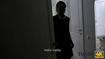 TUTOR4K. Young man was home when student came to penetrate his stepmother