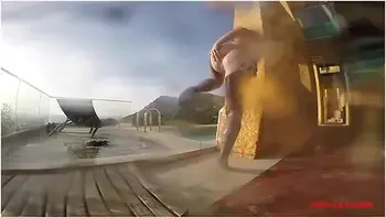 Sexy Mature Red Xxx Masturbates Outside By The Pool