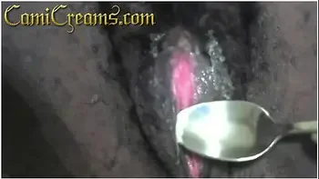 Dripping Pussy Grool Spoon Eating Ebony Hairy Throbbing Twat - Cami Creams