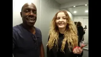 Cuckold sends his blonde wife has big tits and hairy pussy to get fucked by a big black cock and uncut. part1