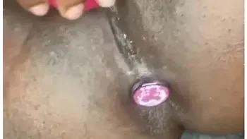 Super Wet Ebony Bbw Plays With New Rose Toy