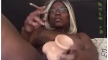 Smoking & Dildoing Hairy Pussy