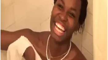 Sexy Solo Ebony Teen 18+ Pats Her Pussy