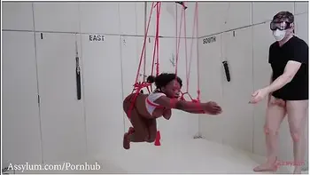 Beautiful Black Submissive Gagged, Tied Up, Ass Whipped, And Turned Into An Anal Compass Needle With Noemie Bilas