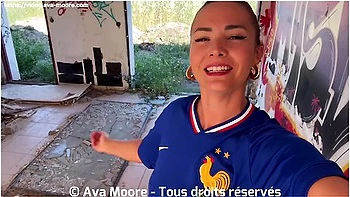Giant Bukkake - French Slut Sucks Strangers For Euro 2024 Of Football With Ava Moore