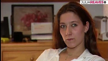 Sexy German redhead Jean Pallett fucks her pussy with a huge dildo and sucks a big cock