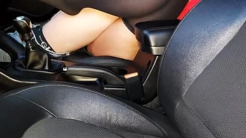 Step Mommy Fucks Taxi Driver in Public Car - Horny Mature in Lingerie Gets Wet Outdoor Orgasm