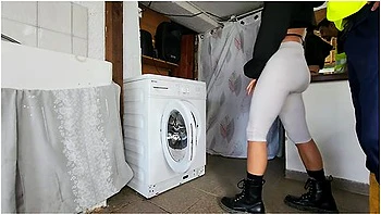 Fucked Hard On The Washing Machine By The Pig Of The Construction Site