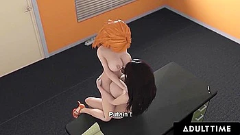 Car Toon In Stacked Redhead Rides Futanari Bosss Huge Dick At The Office - French Subtitles