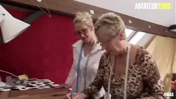 XXX OMAS - #Angelika J. #Jana L. - Lucky Guy Gets To Fuck At Her Tailor's Office With Two Sexy BBW Ladies