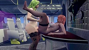 Sweet Futa Stewardess With Big Tits Fucks A Passenger On The Plane