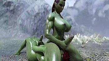 Two Futanari Orc Step sisters Fuck Each Other With Their Big Cocks 2