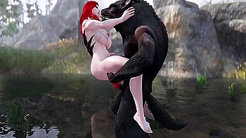 Werewolf Stretches Redhead Babes Pussy Heavy Warrior By The River 3.5