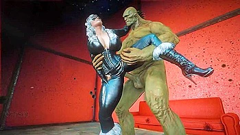 Black Sat Plays With Super Mutant Big Dick