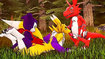Renamon - Threesome With Guilmon And Impmon