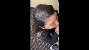 Having fun wearing a see through short dress in hotel public areas